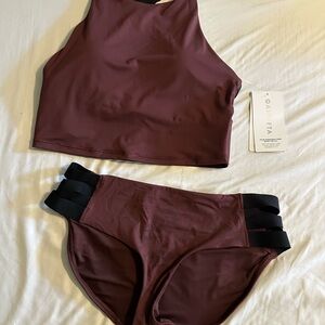 Athleta Maroon High-Neck Bikini